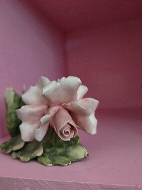 Mollica Capodimonte Porcelain Rose Taper CandleHolder Cottagecore Victorian Inso